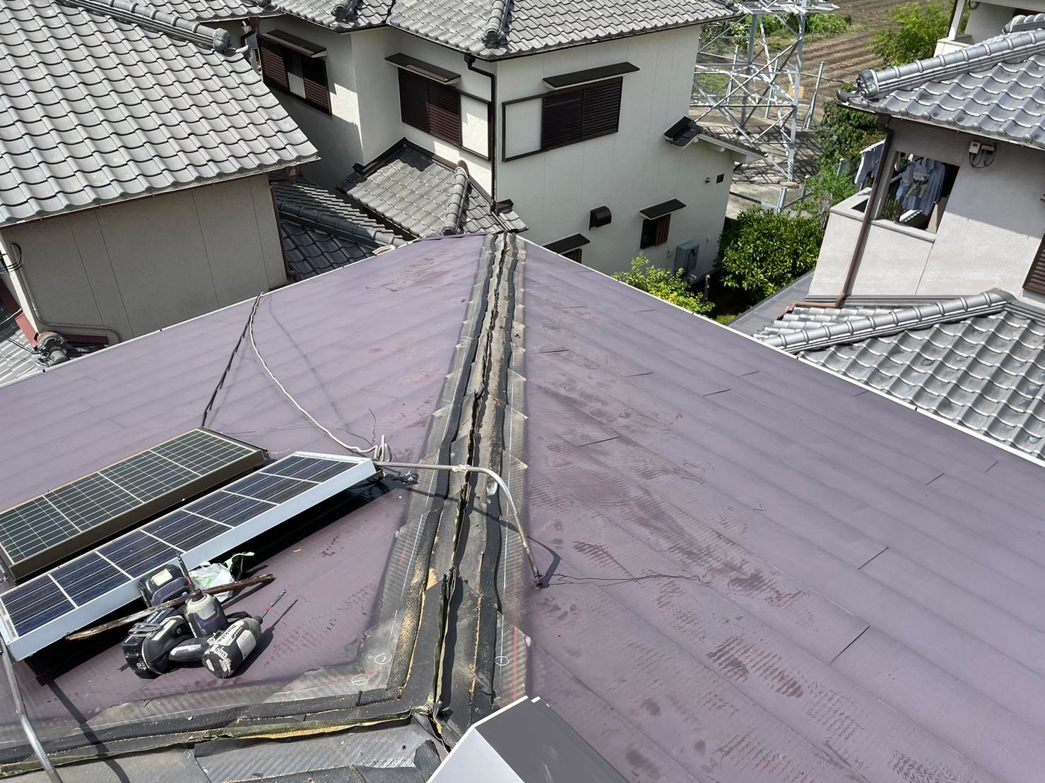 姫路市　棟包み板金交換 風災害　貫板撤去